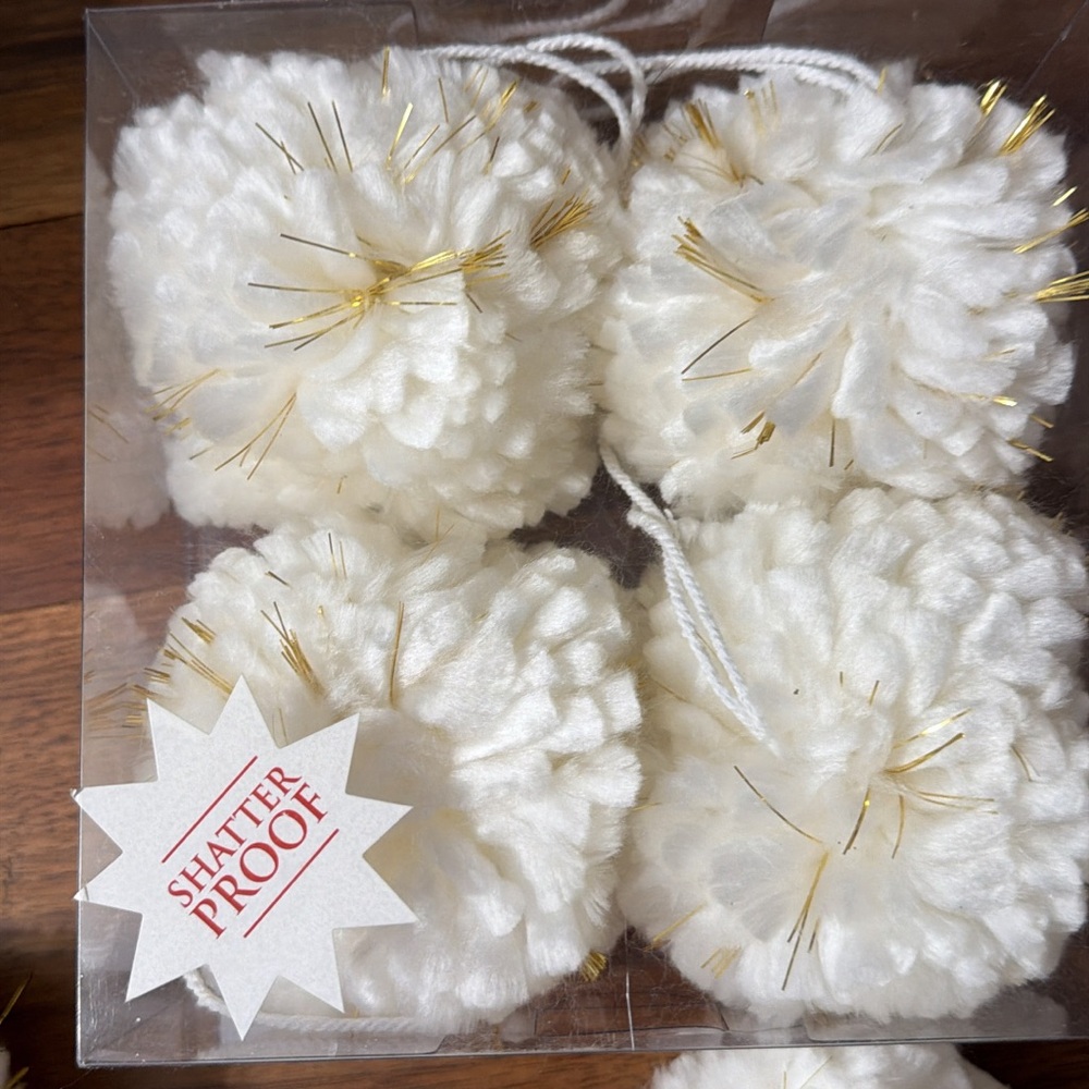 Box Set Of 4 Pompom Ornaments